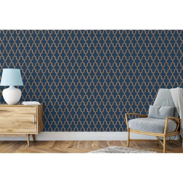 DUTCH WALLCOVERINGS Tapet Geometric blå och guld - Bild 8